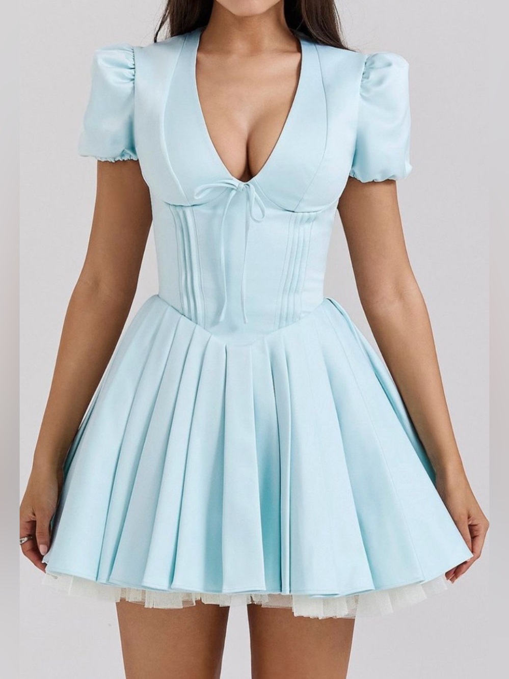lovely blue satin dress